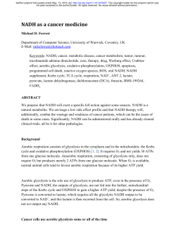 NADH as a cancer medicine