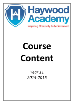 Course Content Year 11 2015-2016 Course Content Year 11
