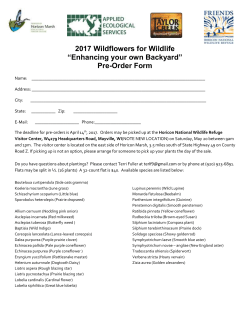 2017 Wildflowers for Wildlife “Enhancing your own Backyard” Pre