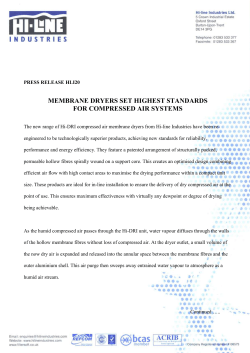 Membrane Dryers Set Highest Standards for Compressed Air Systems