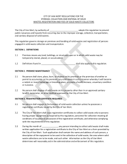city of van wert regulations for the storage, collection and disposal of