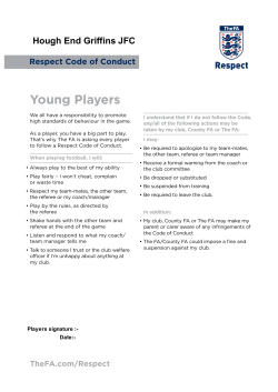 HEG Code of Conduct for Young Players