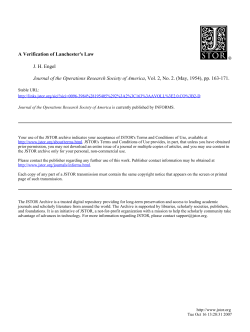 A Verification of Lanchester`s Law J. H. Engel Journal of the