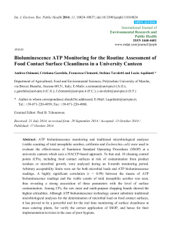 Bioluminescence ATP Monitoring for the Routine