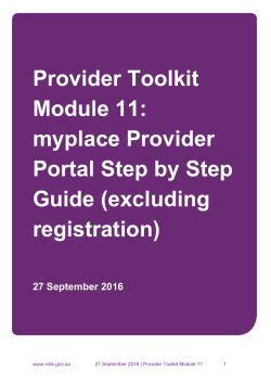 myplace Provider Portal Step by Step Guide (excluding