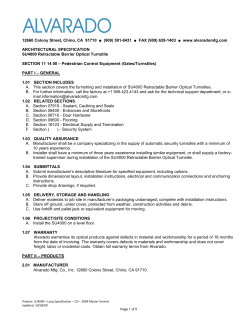 SECTION 11 14 00 – Pedestrian Control Equipment (Gates/Turnstiles)
