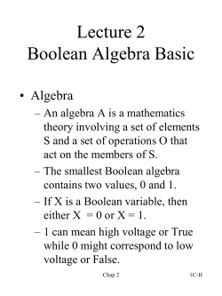 Chapter 2 Boolean Algebra