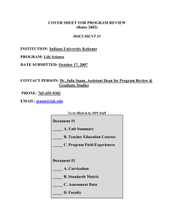 Life Science Report Doc #1 - Indiana University Kokomo