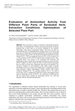 Evaluation of Antioxidant Activity from Different Plant Parts of