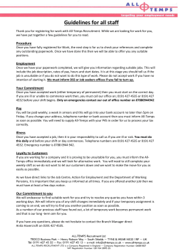 Guidelines for all staff - All Temps Recruitment Ltd