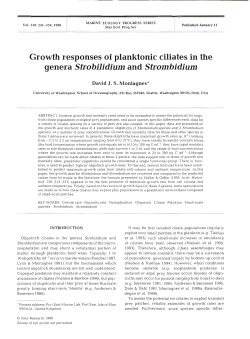 Growth responses of planktonic ciliate~ in the
