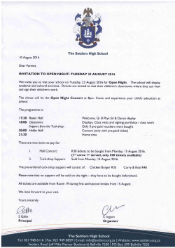 The Settlers High School INVITATION TO OPEN NIGHT: TUESDAY