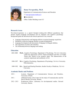 Curriculum Vitae * Karen Banai, Ph