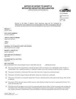 Planning Division Public Notice of Intent to Adopt a Negative