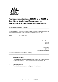 Radiocommunications (118MHz to 137MHz Amplitude Modulated