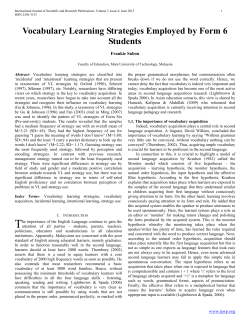 Vocabulary Learning Strategies Employed by Form 6 Students