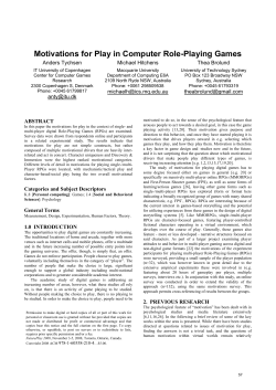 Motivations for Play in Computer Role