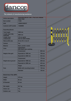 Expanding Barrier Total height 1050 mm Length when fully