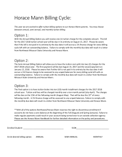 Horace Mann Billing Cycle: - Northwest Missouri State University