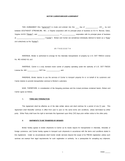 Motor Carrier Broker Agreement