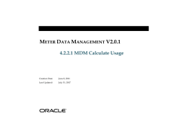 Meter Data Management V2.0.1 4.2.2.1 MDM Calculate Usage