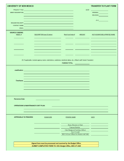 UNIVERSITY OF NEW MEXICO TRANSFER TO PLANT FORM