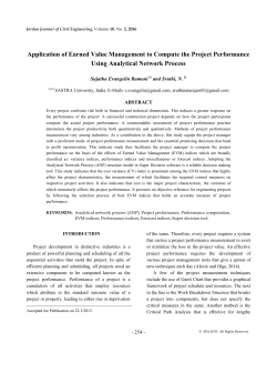 Application of Earned Value Management to Compute the Project
