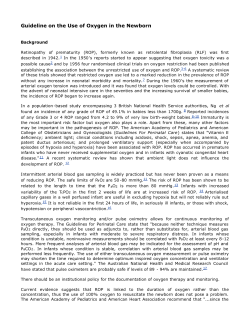 Guideline on the Use of Oxygen in the Newborn