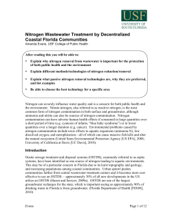 Nitrogen Wastewater Treatment by Decentralized Coastal Florida