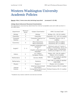 Advanced Placement Credit Polices at WWU and U of W