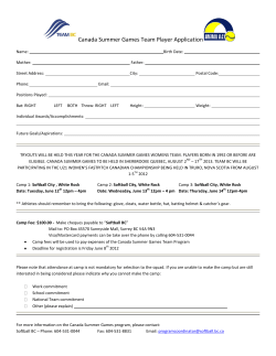 Canada Summer Games Team Player Application
