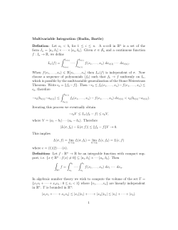 Multivariable Integration (Rudin, Bartle) Defintion: Let a i bi for 1