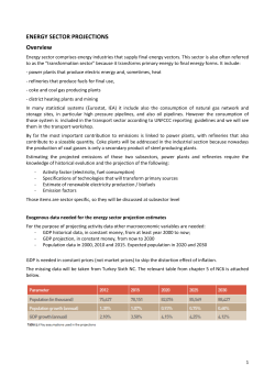 ENERGY SECTOR PROJECTIONS Overview