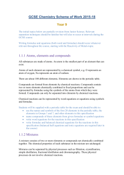 Scheme of Work: Summary