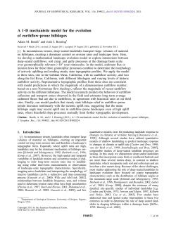 A 1D mechanistic model for the evolution of earthflowprone hillslopes