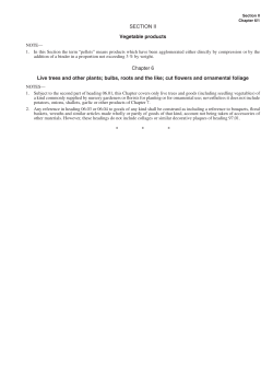 SECTION II Vegetable products Chapter 6 Live trees and other