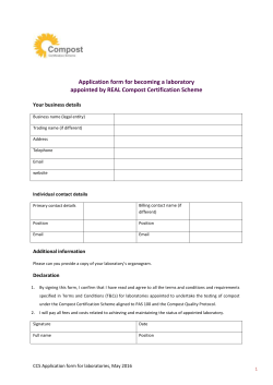 Application form - Compost Certification Scheme