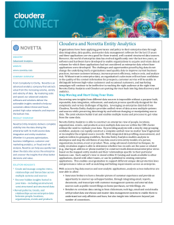 Cloudera and Novetta Entity Analytics Solution Brief