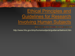 Ethical Principles and Guidelines for Research Involving Human