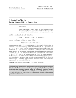 A Simple Proof for the Jordan Measurability of Convex Sets