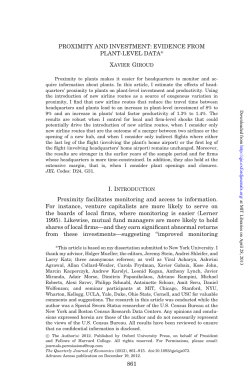 PROXIMITY AND INVESTMENT: EVIDENCE FROM PLANT