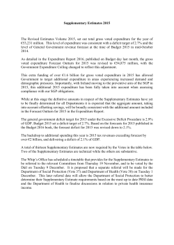 Topical Issues 50. Supplementary Estimates Briefing