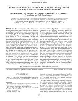 Intestinal morphology and enzymatic activity in newly weaned pigs