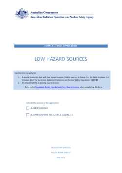 Source Licence Application - Low Hazard Sources