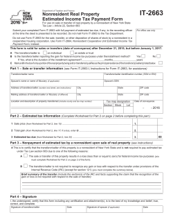 Form IT-2663:2016:Nonresident Real Property Estimated Income