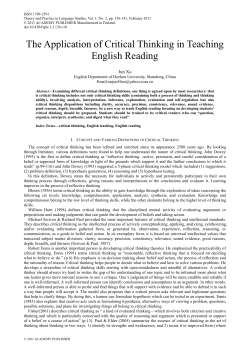 The Application of Critical Thinking in Teaching English Reading