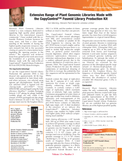 Extensive Range of Plant Genomic Libraries Made with the