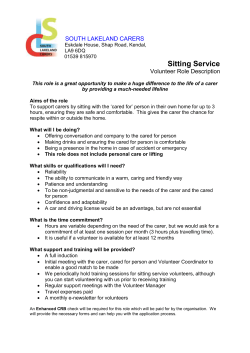 Aims of the role - South Lakeland Carers