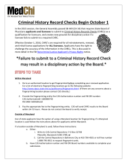 Criminal History Record Checks Begin October 1