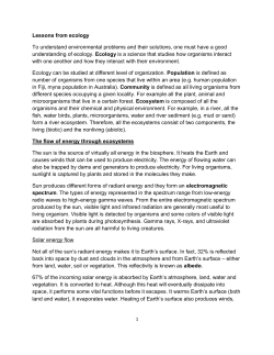 Lessons from ecology To understand environmental problems and